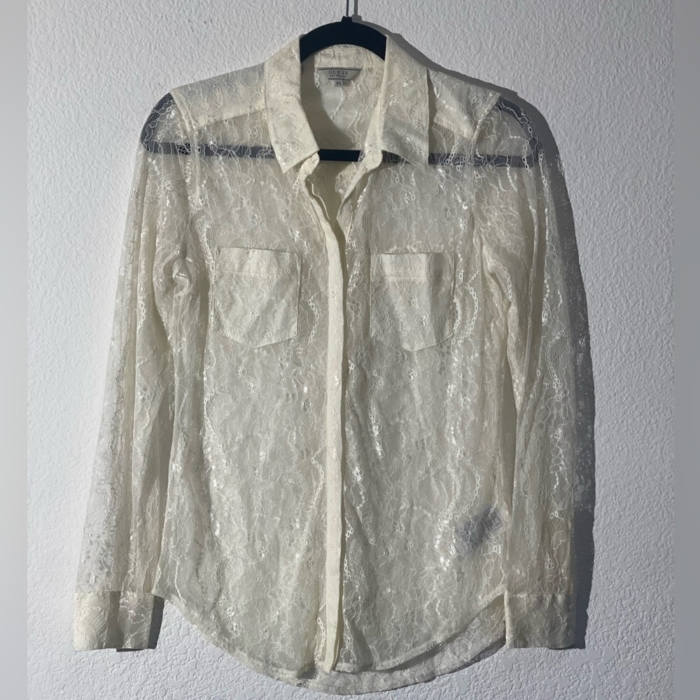 Guess Lace Woven Shirt 
Style # W23H50K1NT0